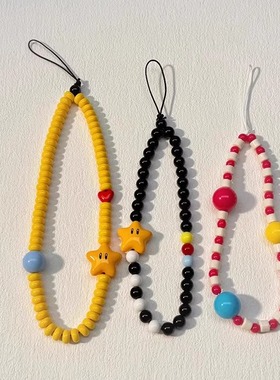 多巴胺米珠黄色星星ccd相机链挂饰品挂绳手机壳包包拍立得挂件diy