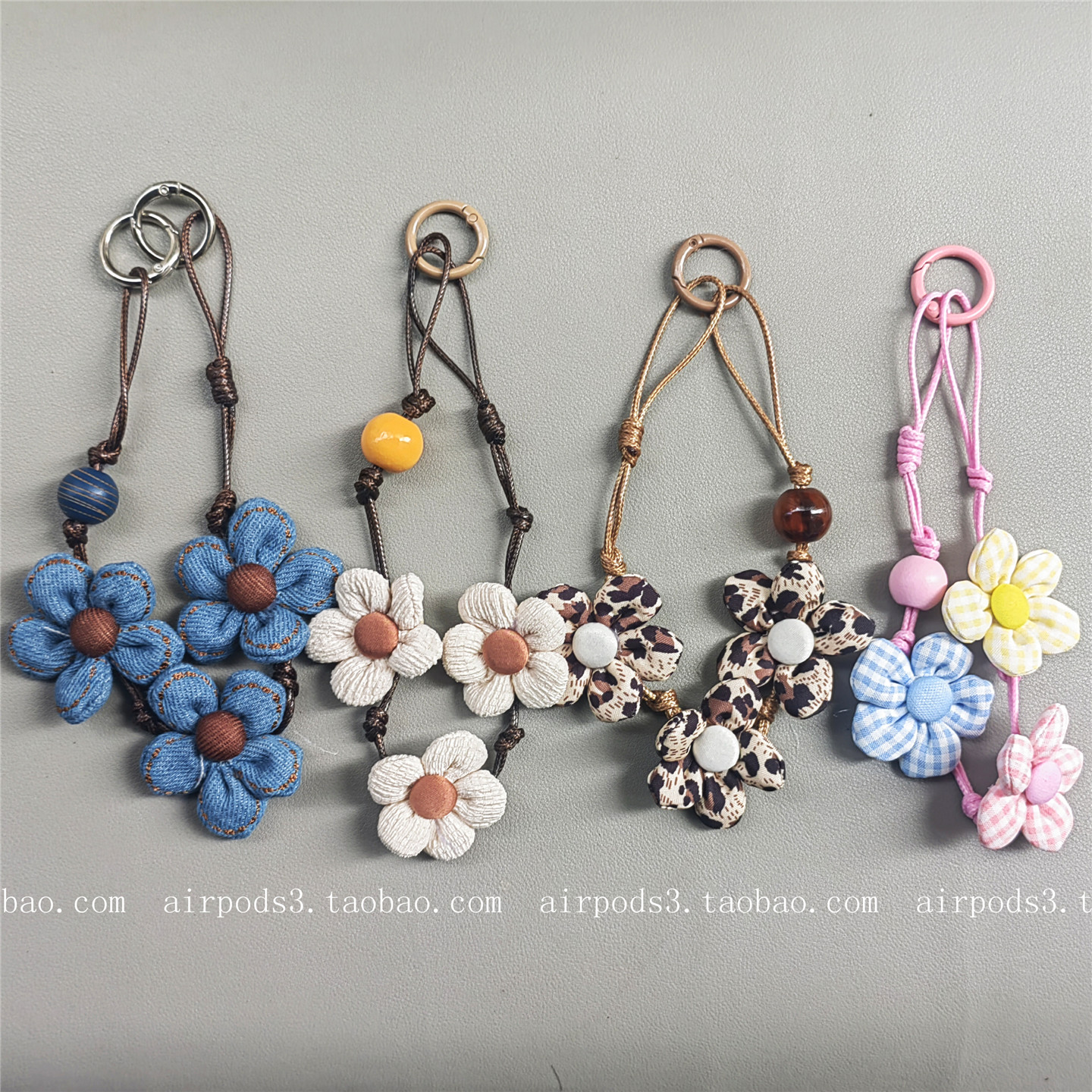 小清新花朵木质珠子手机挂饰手工串珠airpods耳机壳ccd相机饰品女