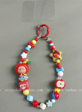 可爱星星人手工diy串珠手机链ccd相机拍立得挂绳挂件车钥匙扣饰品