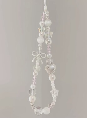 芭蕾风蝴蝶结合金爱心挂饰链条ccd相机拍立得手机挂绳饰品防丢女