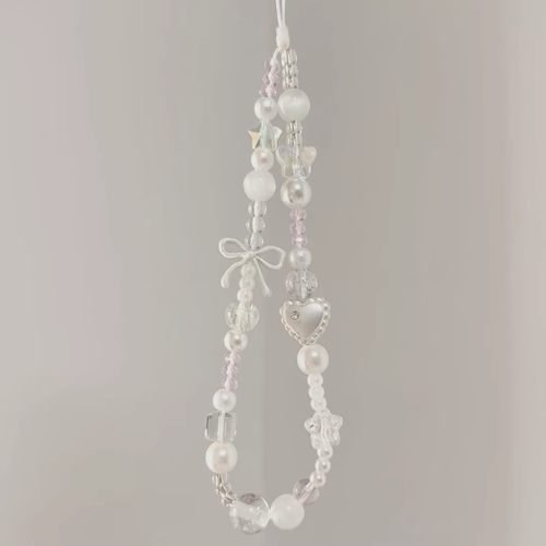 芭蕾风蝴蝶结合金爱心挂饰链条ccd相机拍立得手机挂绳饰品防丢女