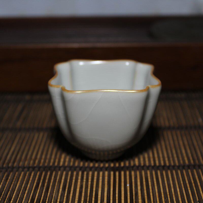 台湾柏采汝窑冬青釉水高四方杯BR-169E开片可养品杯功夫茶具包邮