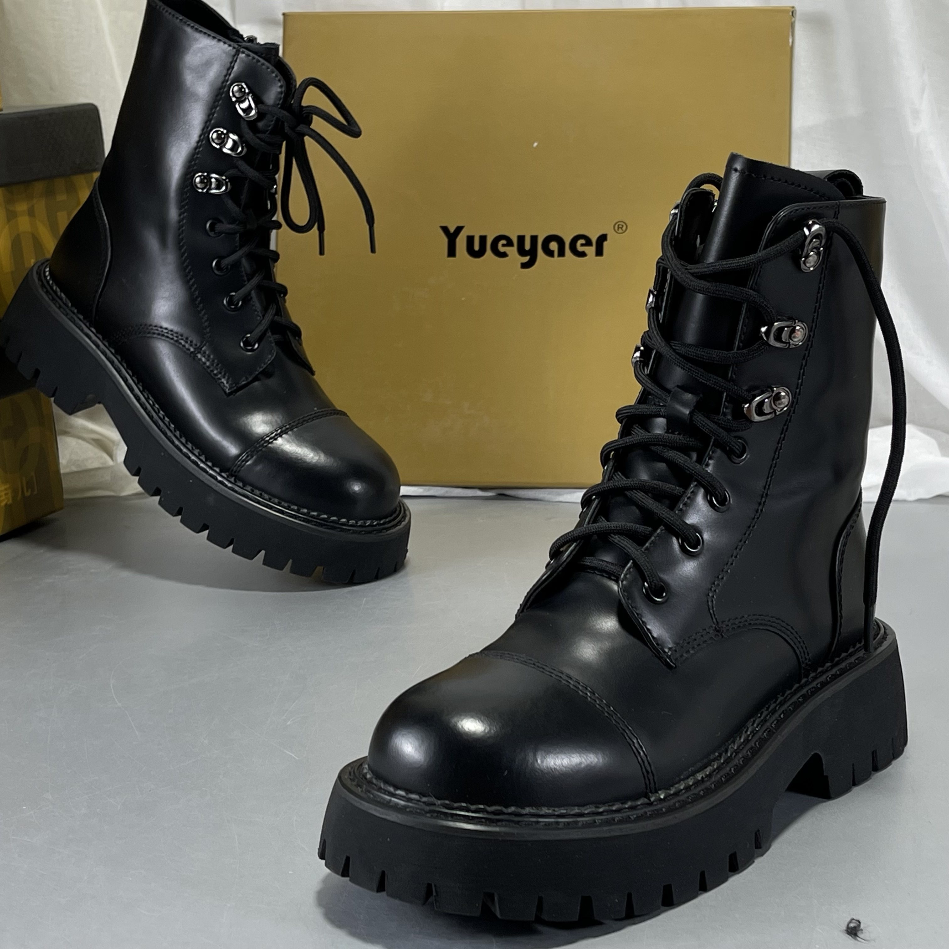 月芽儿专柜正品头层牛皮马丁靴侧拉链2025秋冬英伦风真皮工装靴子,女鞋,马丁靴,淘宝优惠券,粉丝福利购,淘宝优惠卷