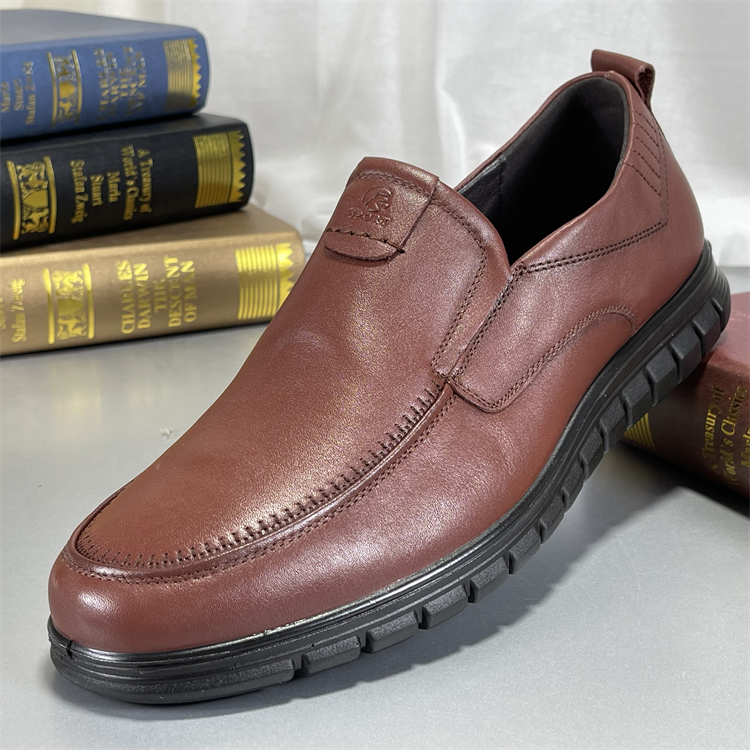 特大男鞋46 46码 头层牛皮一脚蹬休闲皮鞋透气耐磨商务正装爸爸鞋