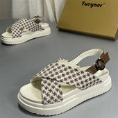 月芽儿专柜厚底罗马凉鞋 防滑增高一字带软底沙滩鞋 女2026夏季 新款