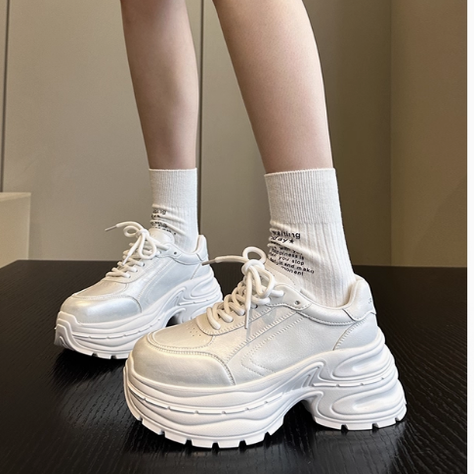 头层牛皮老爹鞋女2025新款增高厚底鞋女小白鞋老爹鞋小个子休闲鞋