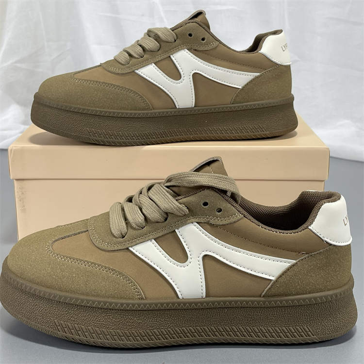 猪扒皮德训鞋女运动鞋2025新款真皮美拉德棕色鞋子厚底板鞋休闲鞋