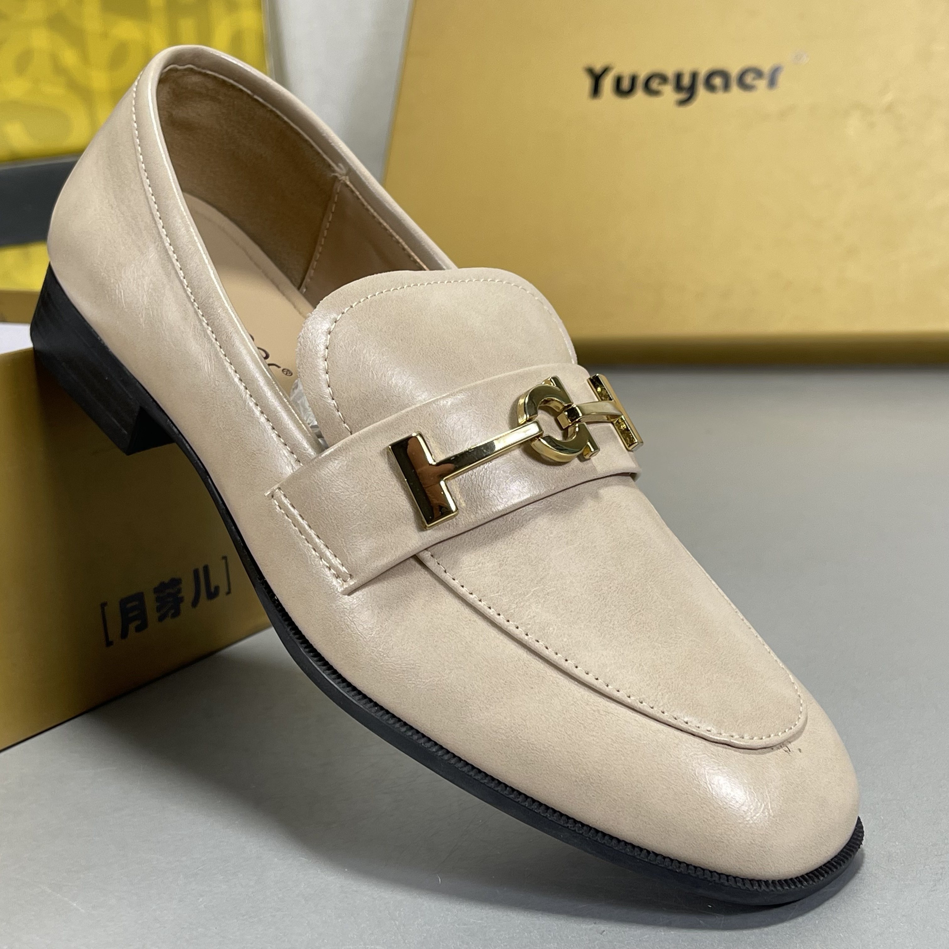 月芽儿牛皮玛丽珍鞋女2026春新款百搭真皮乐福鞋一脚蹬豆豆鞋捡漏,女鞋,乐福鞋（豆豆鞋）,淘宝优惠券,粉丝福利购,淘宝优惠卷