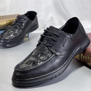 头层牛皮专柜男鞋2025新款商务休闲皮鞋真皮英伦软底男士低帮单鞋