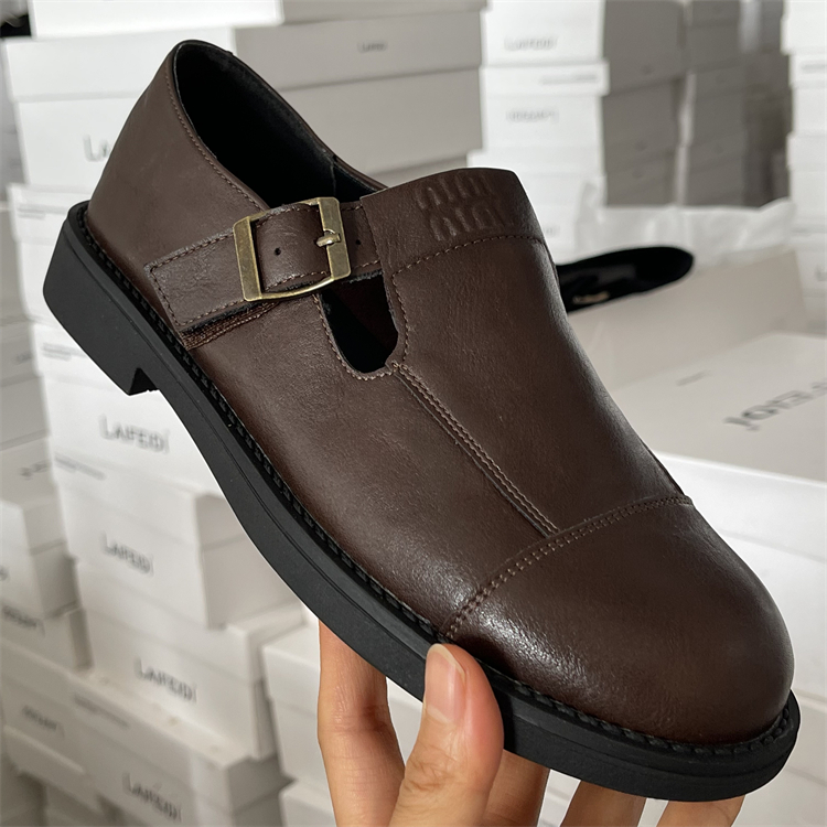 软牛皮厚底乐福鞋女2025秋季新款平底复古单鞋圆头小皮鞋玛丽珍鞋