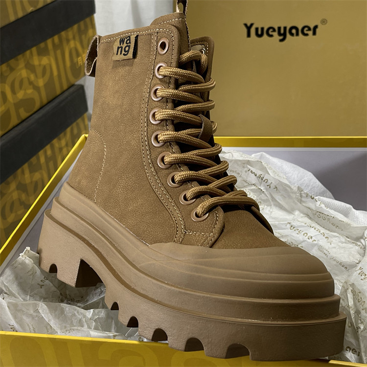 月芽儿头层牛皮复古马丁靴女大黄靴2025秋冬款英伦风厚底增高短靴,女鞋,马丁靴,淘宝优惠券,粉丝福利购,淘宝优惠卷