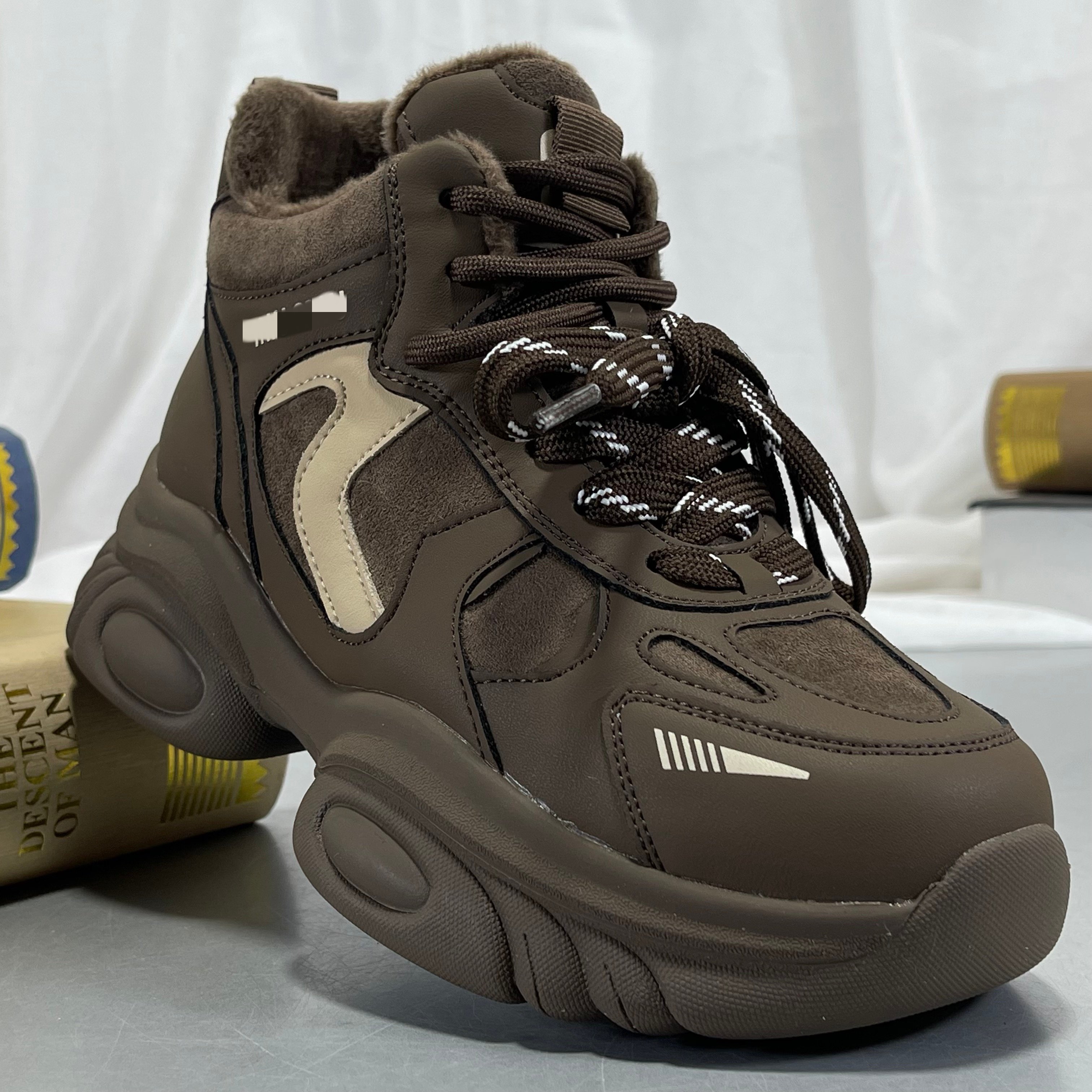 头层牛皮女鞋冬季新款休闲厚底运动鞋舒适加绒棉鞋百搭轻便老爹鞋,女鞋,马丁靴,淘宝优惠券,粉丝福利购,淘宝优惠卷