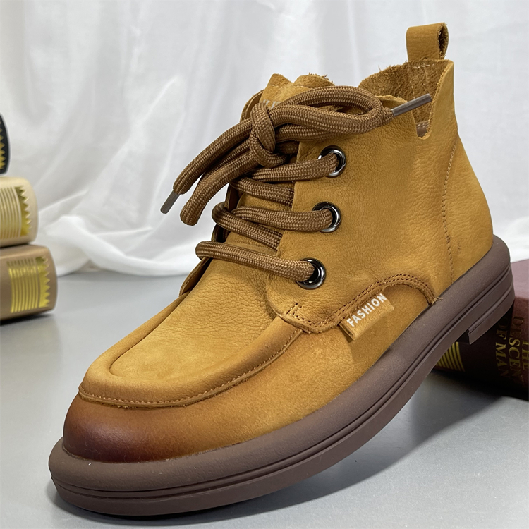 头层牛皮马丁靴女勃肯新款大头复古休闲厚底短靴防滑软底圆头皮靴