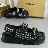 厚底海边沙滩鞋 月芽儿正品 夏季 魔术贴小香风女鞋 罗马凉鞋 2026新款