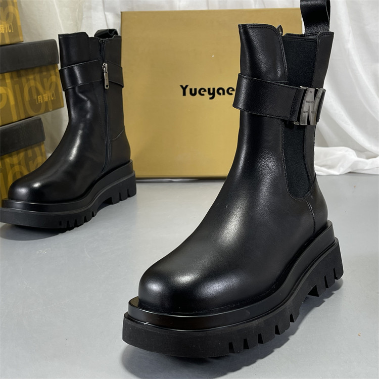 月芽儿正品牛皮真皮厚底中筒靴女2025秋冬新款切尔西靴厚底烟筒靴,女鞋,切尔西靴,淘宝优惠券,粉丝福利购,淘宝优惠卷