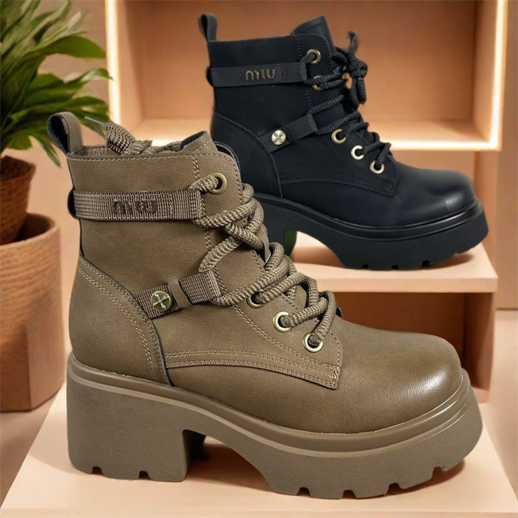 品牌女鞋大黄蜂复古真皮加绒马丁靴英伦风2024冬季厚底粗跟短筒靴,女鞋,马丁靴,淘宝优惠券,粉丝福利购,淘宝优惠卷