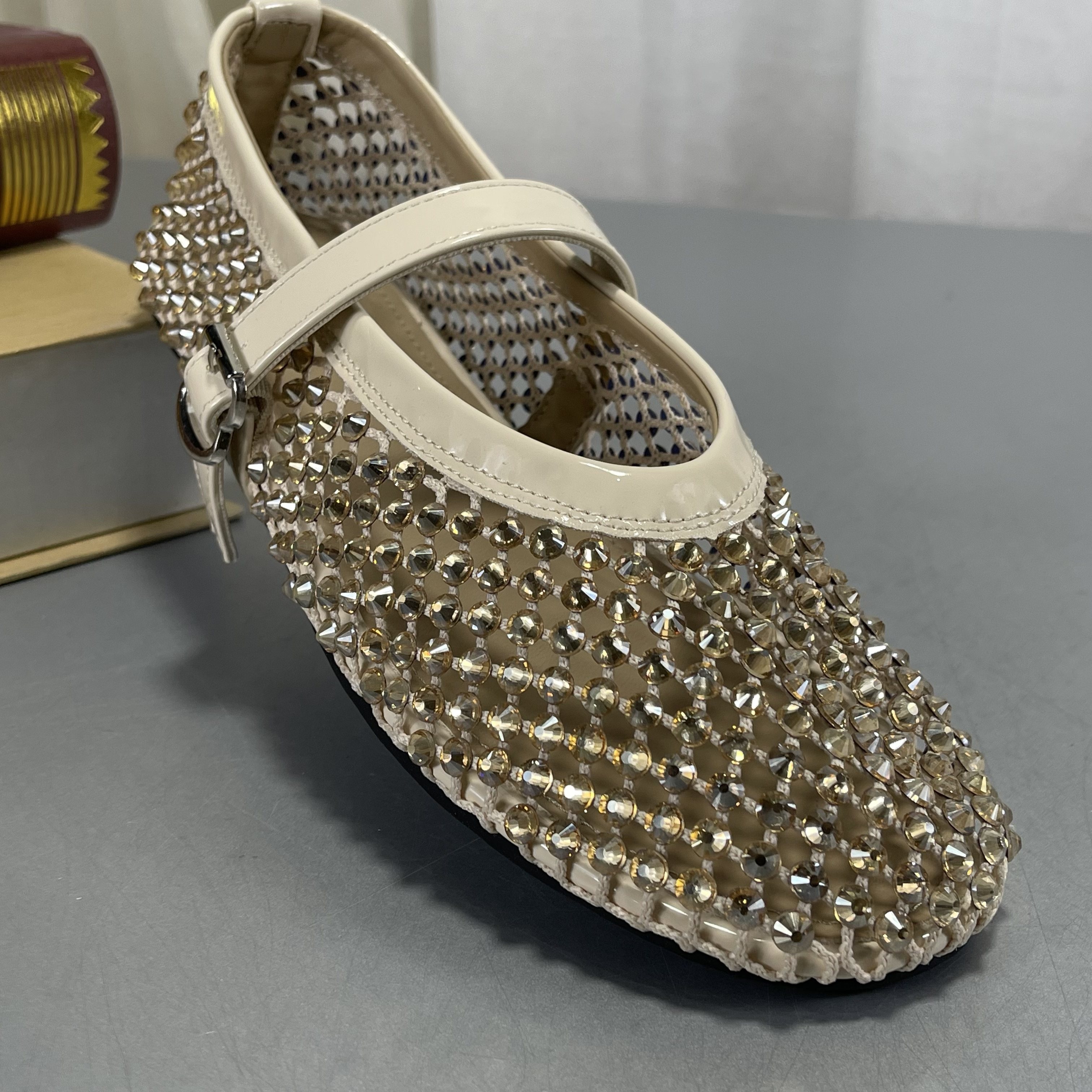 品牌女鞋真皮网纱玛丽珍鞋女凉鞋2026春夏法式平底水钻重工豆豆鞋,女鞋,玛丽珍鞋,淘宝优惠券,粉丝福利购,淘宝优惠卷