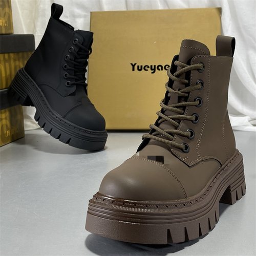 专柜正品月牙儿厚底马丁靴冬季加绒2025新款英伦复古圆头加绒短靴