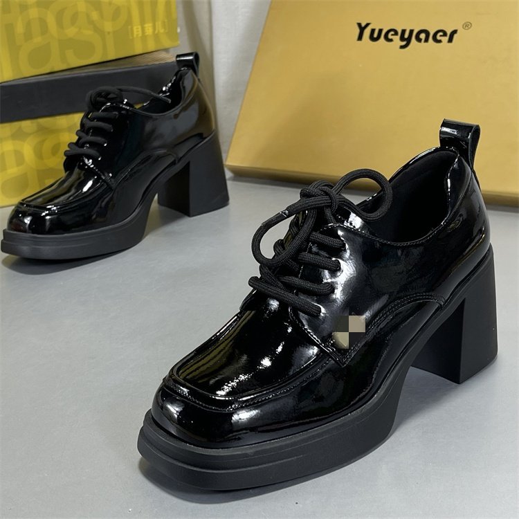 月芽儿羊皮2026春季新款高跟小皮鞋时尚舒适系带乐福鞋英伦风单鞋,女鞋,乐福鞋（豆豆鞋）,淘宝优惠券,粉丝福利购,淘宝优惠卷