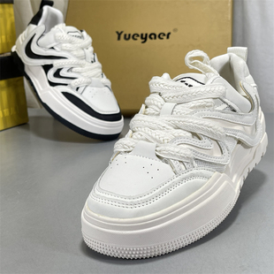 牛皮小白鞋 简约厚底运动板鞋 2026新款 百搭休闲板鞋 时尚 月芽儿女鞋