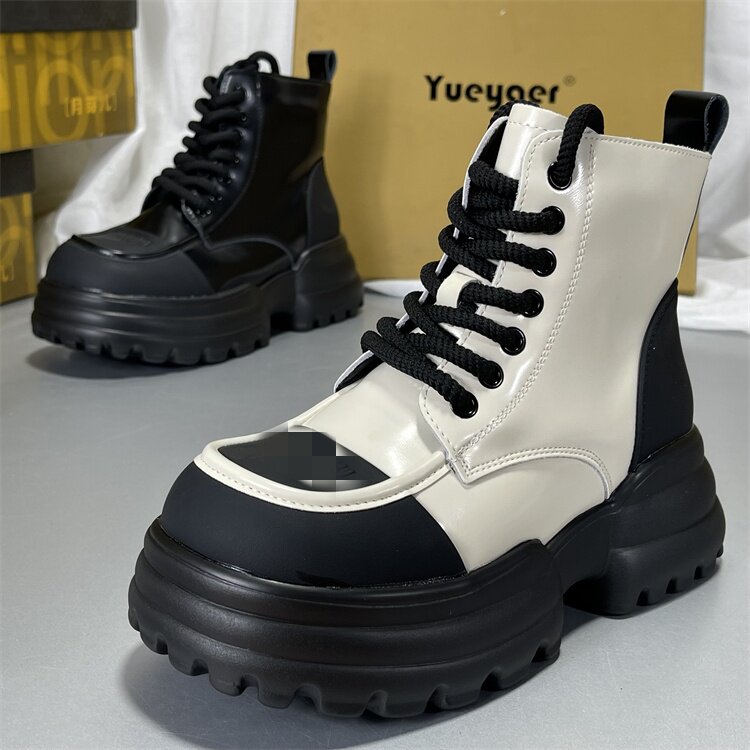 月芽儿牛皮加绒厚底马丁靴休闲2025新款短靴女冬季圆头真皮短筒靴,女鞋,马丁靴,淘宝优惠券,粉丝福利购,淘宝优惠卷