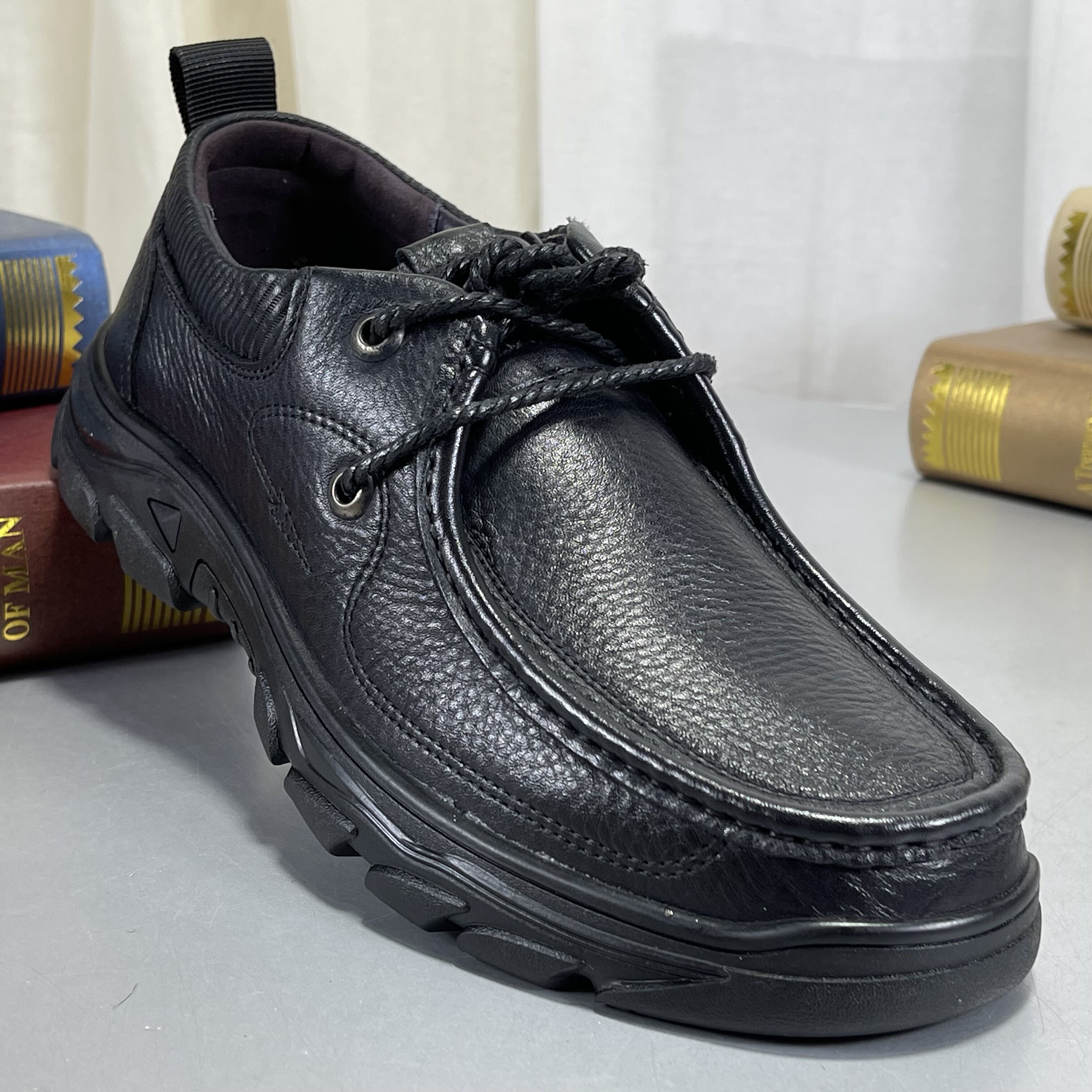 品牌男鞋断码处理头层牛皮商务休闲皮鞋厚底圆头系带百搭真皮单鞋