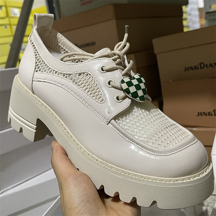 品牌女鞋断码处理网纱玛丽珍鞋夏季牛漆皮粗跟系带透气乐福鞋凉鞋