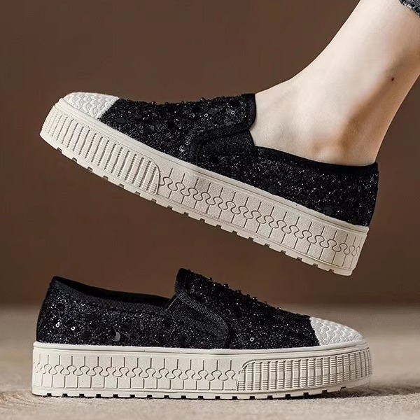 厚底一脚蹬渔夫鞋女真皮2025新款四季透气网面亮片小香风懒人单鞋