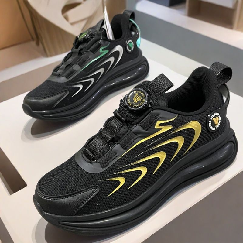 正品男鞋春季透气网面防臭休闲运动鞋旋转钮扣轻便软底缓震跑步鞋