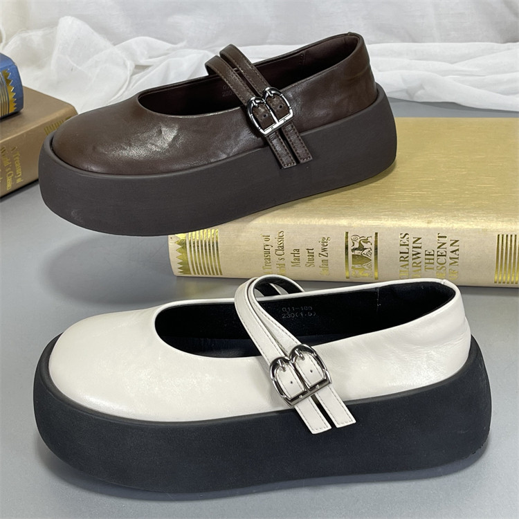 复古真皮玛丽珍单鞋女2025春季新款浅口一脚蹬小皮鞋厚底乐福鞋子,女鞋,乐福鞋（豆豆鞋）,淘宝优惠券,粉丝福利购,淘宝优惠卷