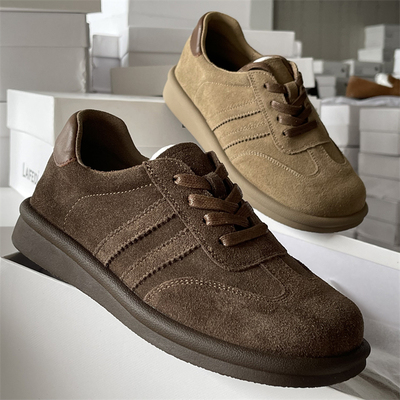 头层牛皮勃肯鞋女厚底百搭板鞋2025秋冬新款复古德训鞋软底休闲鞋