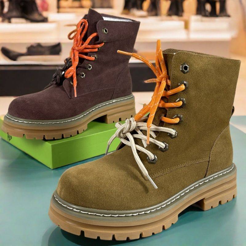 复古百搭厚底马丁靴女2024秋季新款时尚短靴潮酷英伦风真皮机车靴