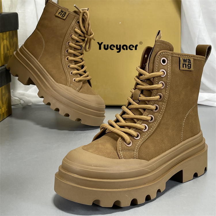 月芽儿头层牛皮复古马丁靴女大黄靴2025秋冬款英伦风厚底增高短靴,女鞋,马丁靴,淘宝优惠券,粉丝福利购,淘宝优惠卷