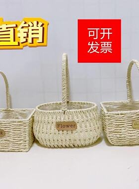 藤编篮子田园花盆篮子摆件