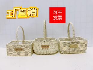 ins田园风小花篮竹编篮子插花干花假花野餐手工藤编编织提篮摆件