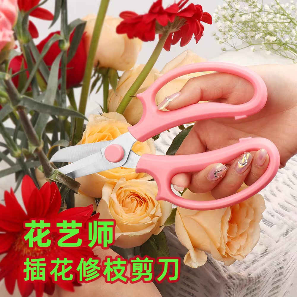 花艺修枝剪宽头园艺剪家用花剪花枝树枝修枝盘栽工具鲜花插花剪刀