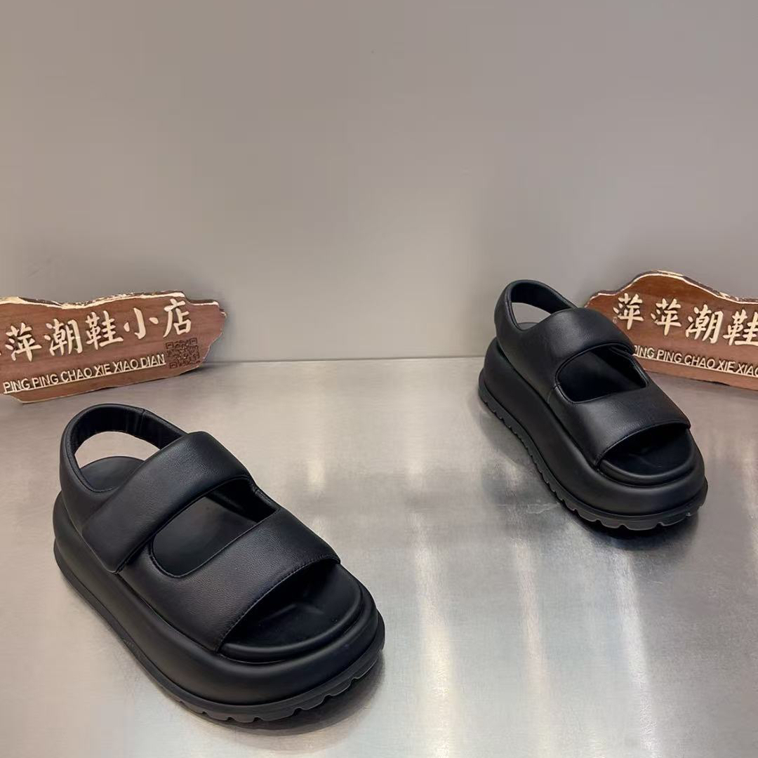 真皮羊皮厚底轻便防滑休闲凉鞋夏款女款外穿爆款软底不累脚百搭哆