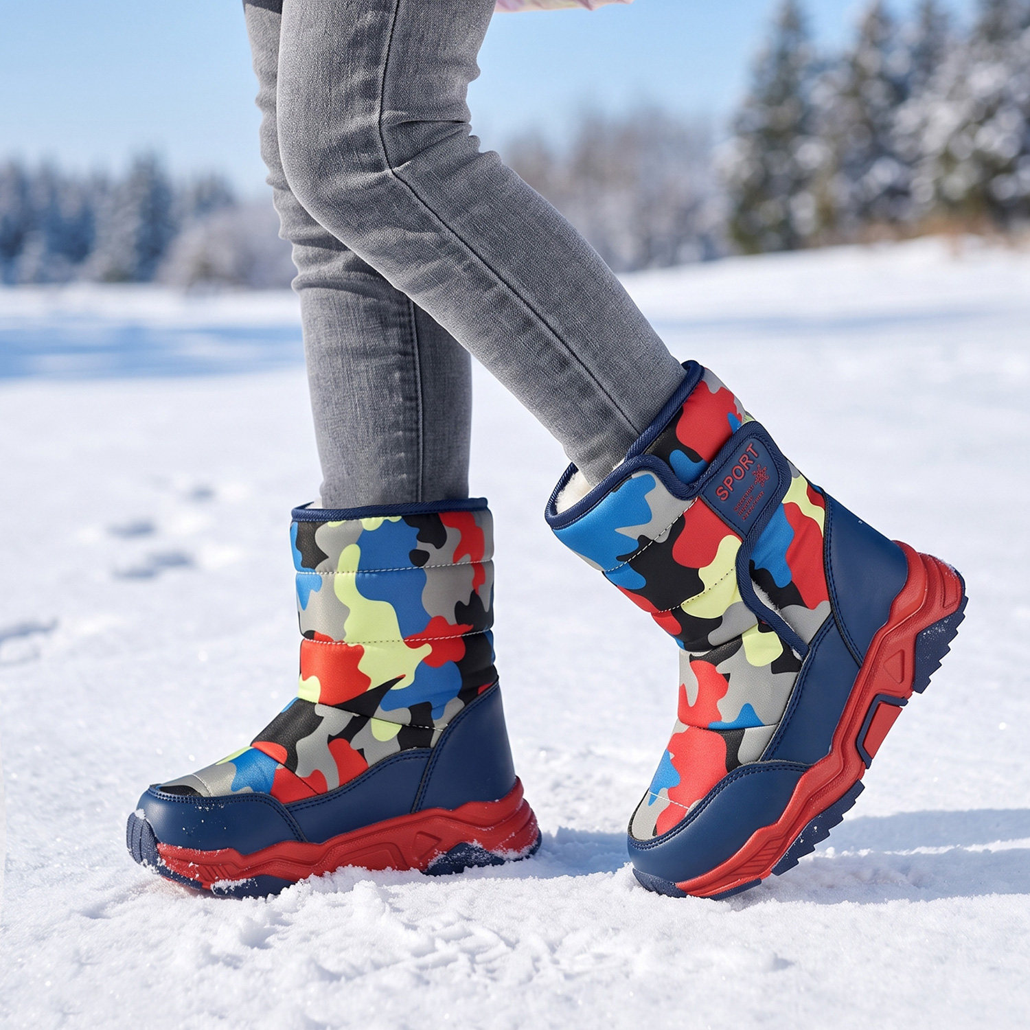 儿童雪地靴冬加绒加厚童鞋防水防雪地靴