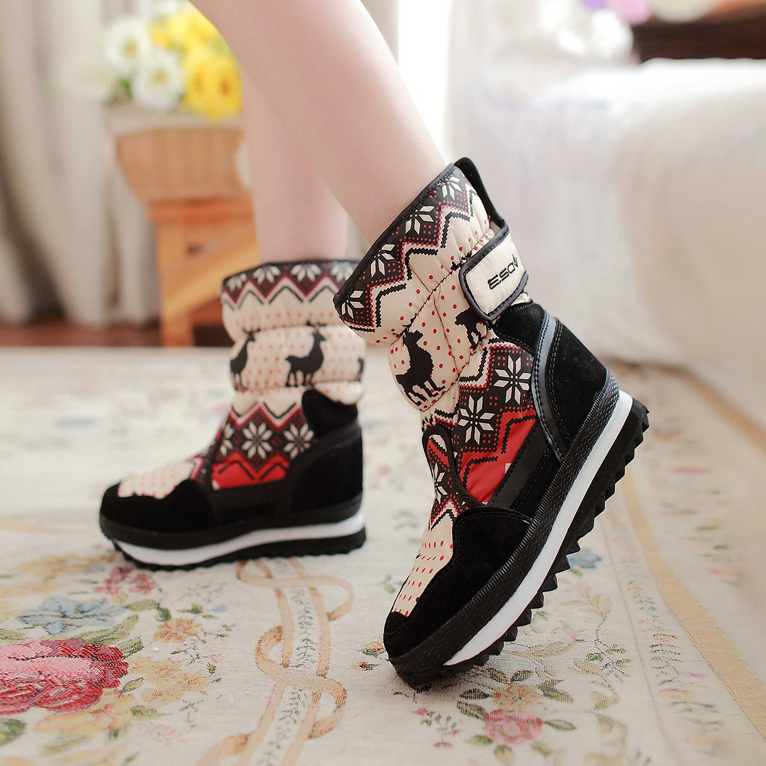 东北雪地靴女新款冬季加绒加厚防水防滑抗寒零下40度雪地棉鞋