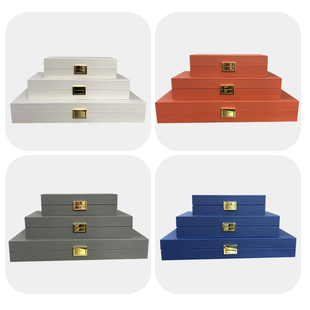 定制新中式酒店收纳盒现代样板房首饰盒子软装摆件创意木质饰品盒