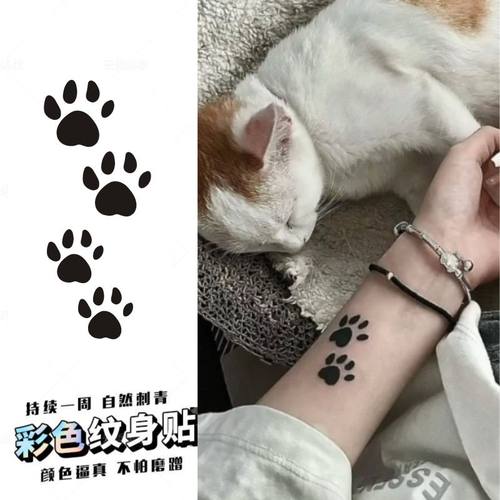 猫咪爪子果汁草本纹身可水洗逼真刺青ins风仿真贴纸