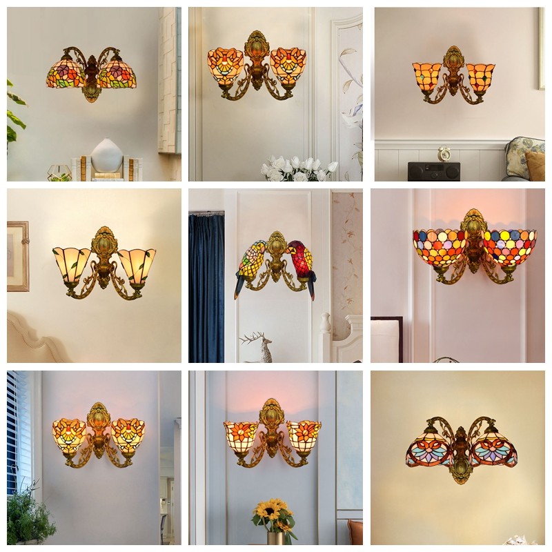 美式复古创意地中海酒吧客厅餐厅卧室床头走廊浴室双头壁灯蒂凡尼|ruв категории награду материалов, огни освещения, бра - от Buy2taobao.com для оказания профессиональной услуги покупки агента Taobao