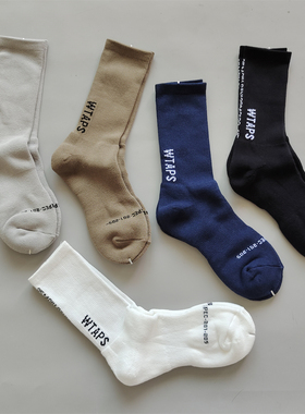 日版3双装WTAPS西山彻字母潮袜男女中高筒加厚毛巾底纯棉运动袜子