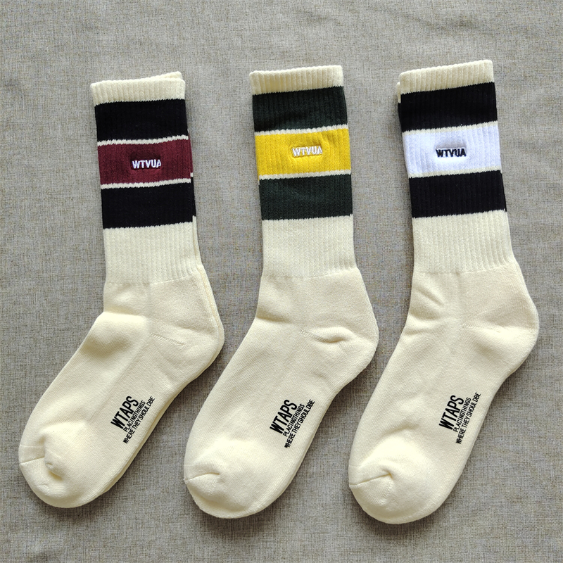 WTAPS西山彻字母刺绣男士运动袜