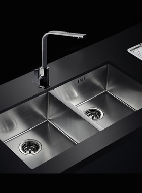 佳德水槽手工水槽双槽SR1008/70960加厚拉丝圆角厨房洗菜池洗碗盆