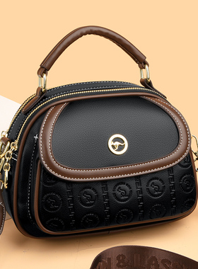 品牌真皮手提小圆包女2026新款头层牛皮中年妈妈包百搭单肩斜挎包