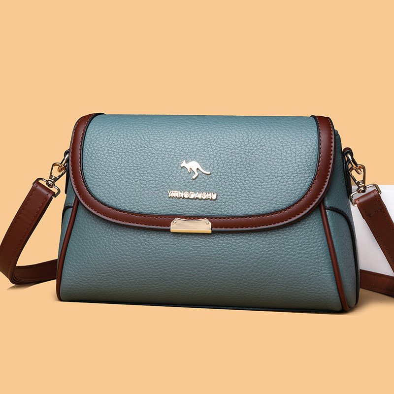 品牌正品真皮斜挎小方包女2026新款头层牛皮中年妈妈包百搭单肩包