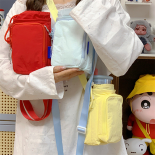 多巴胺手机包运动水杯挎包单肩轻便防水瑜伽包户外登山游玩斜挎包