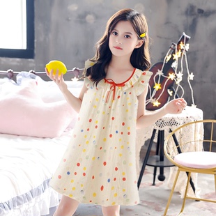 2025新款绝美纯欲睡衣女款夏薄纯棉纱布小飞袖吊带家居服睡裙