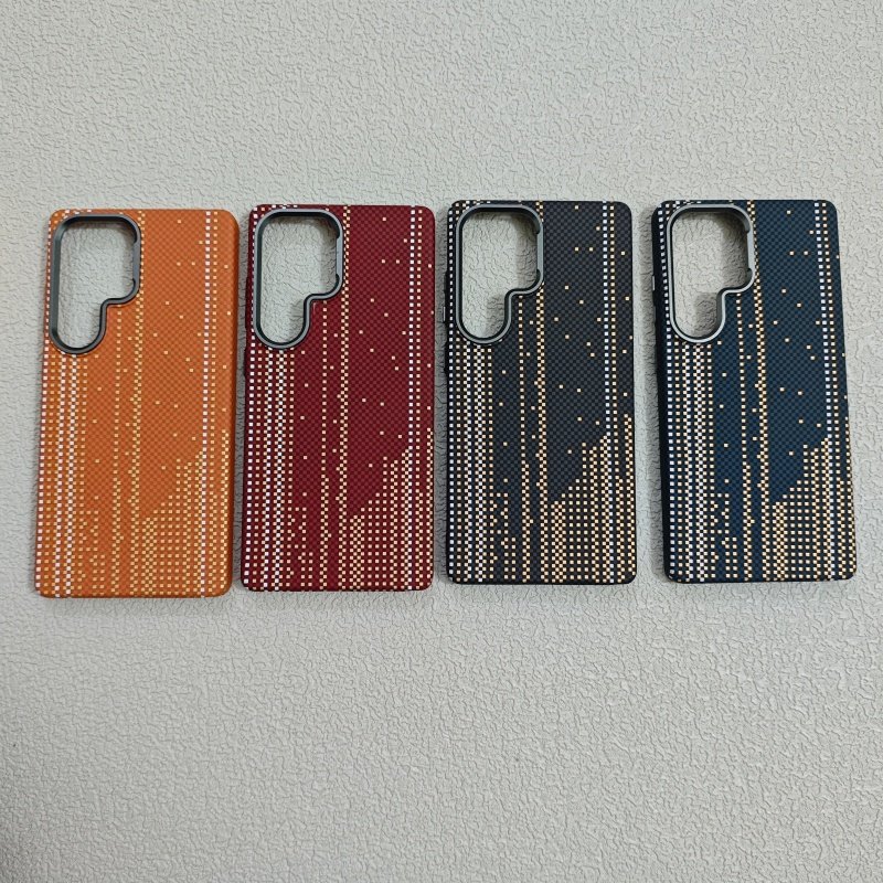 碳纤维纹城市鎏金夜光磁吸充电三星S25ultra手机壳GalaxyS24ultra金属按键镜头圈凯夫拉纹理PC硬壳